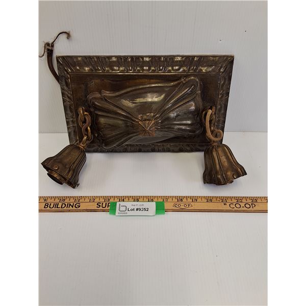 Vintage Brass Ceiling Mount Light Fixture - 12" x 7"