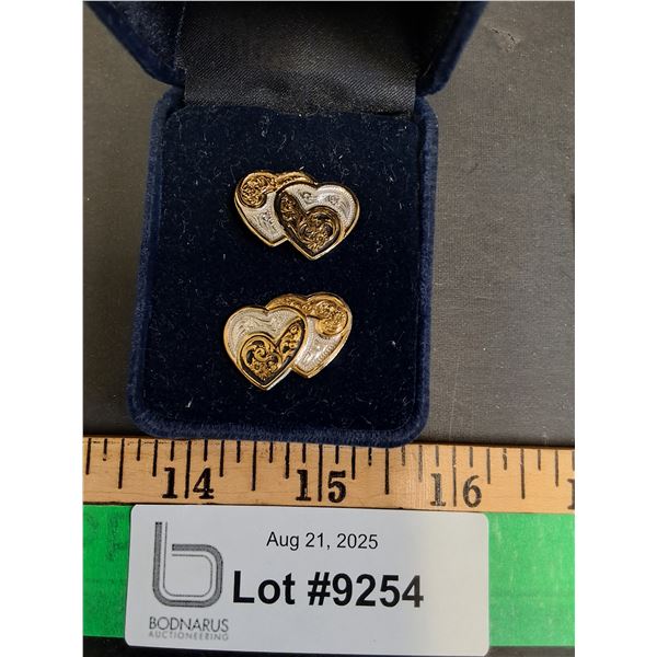 ^Montana Silversmith's Two Hearts Ornate Stud Earrings in Case