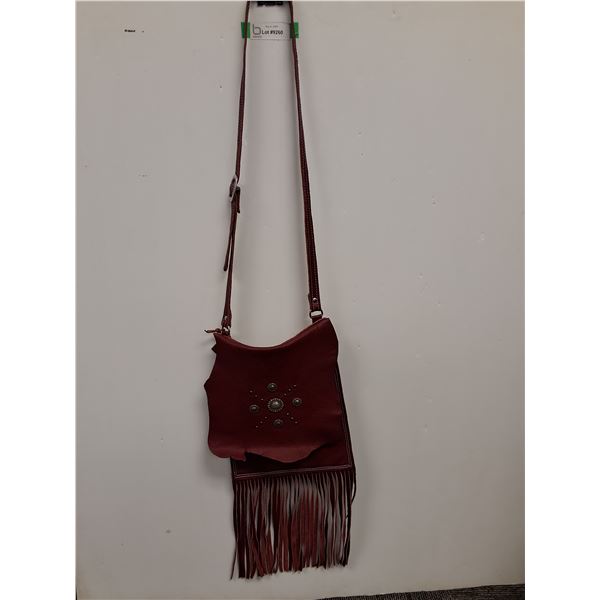 6S Genuine Leather Red Purse - 14" x 10" Size Satchel w/Adjustable Strap