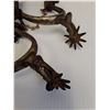 Image 4 : Pair of Antique (100+ Year Old) Leather & Metal Spurs for Cowboy Boots