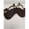 Image 5 : Pair of Antique (100+ Year Old) Leather & Metal Spurs for Cowboy Boots