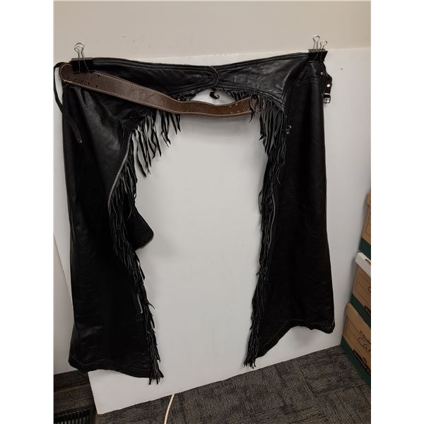 Western Black Leather Ladies Riding Chaps - Size M-L