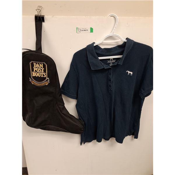 Dan Post Boots Carrying Bag & Aerion Blue Collar Women's Shirt Size XXL
