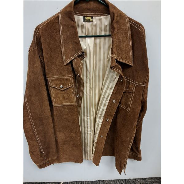 #Velasco Men's Brown Suede Snap Jacket - Approx Size XL