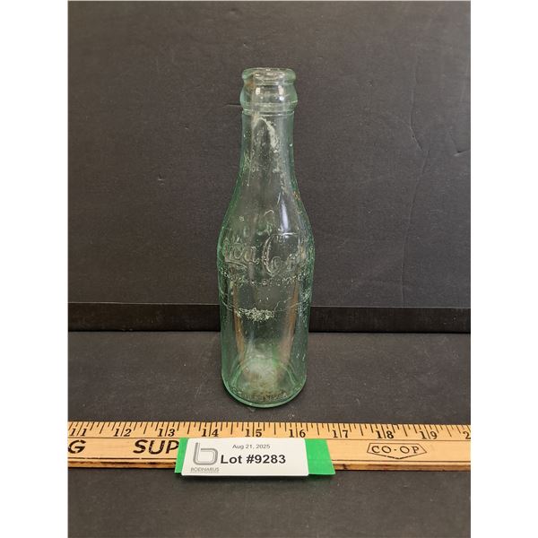 Antique Coca Cola Pop Green Glass Bottle - 8" Tall