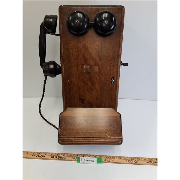 Antique Northern Electric Wall Telephone - 20" x 9" x 9"