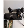 Image 2 : Vintage Portable Singer Sewing Machine - Model 221-1 w/ Case & Accessories - Powers On, As Is