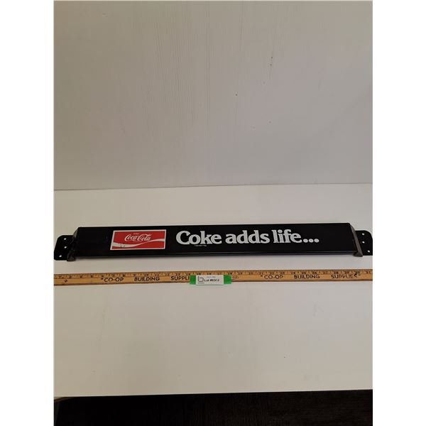 Coca Cola Cooler Metal Advertising Bracket - 32" x 3.5" - Black  -  PICK UP