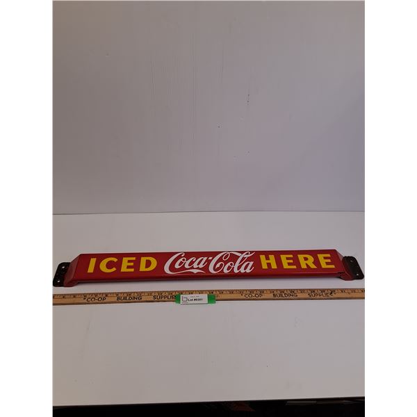 Coca Cola Cooler Metal Advertising Bracket - 32" x 3.5"  - Red  -  PICK UP