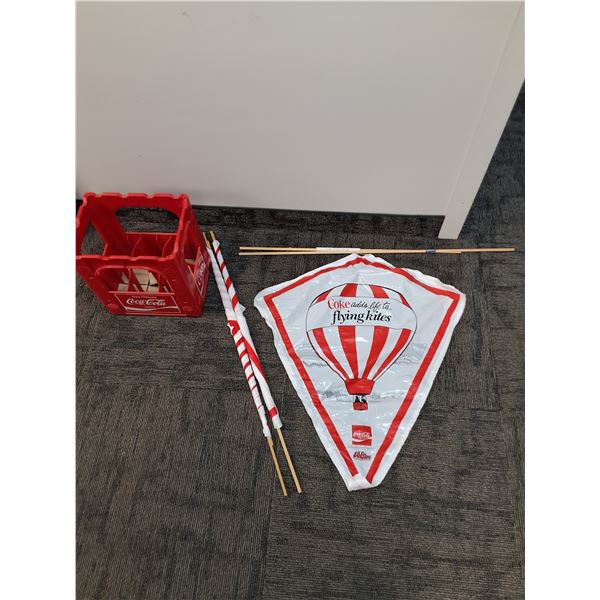 (3) Coca Cola Kites & Coca Cola Glass One Litre Plastic Case  -  PICK UP