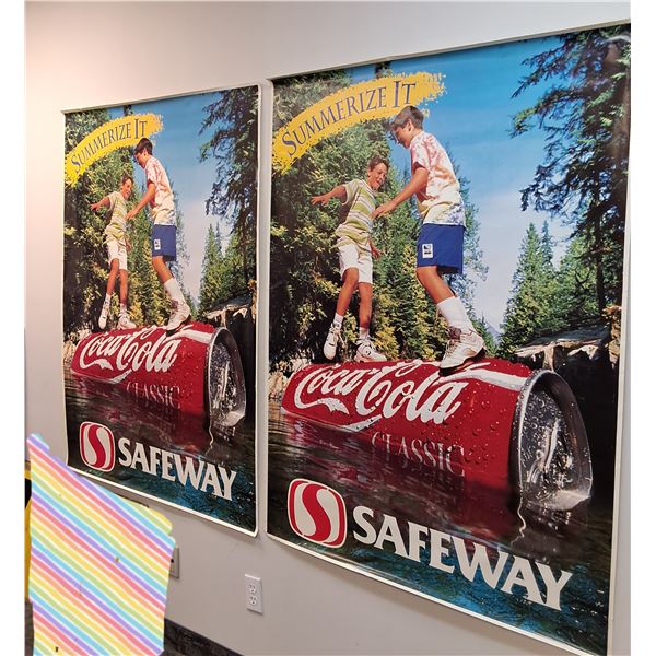 (2) Retro Coca Cola Safeway Posters - 42" x 58"  -  PICK UP