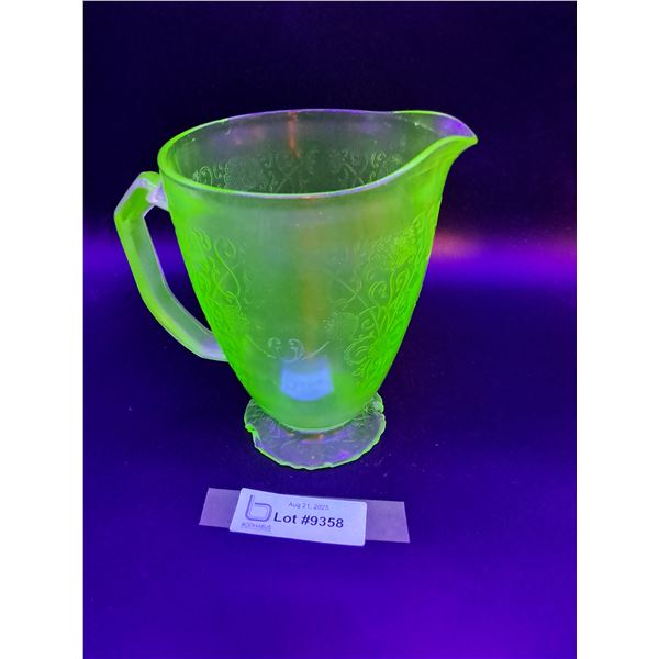 Vintage Hazel Atlas Florentine Poppy Pattern Pitcher - Has Chips on Bottom & Edge, As Pictured - 7" 