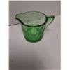 Image 4 : Vintage Uranium Depression Glass Creamer - Elegant Fused Etched Pattern - 3" x 3"