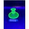 Image 1 : Vintage Vaseline Green Depression Glass Candle Holder - 3.5" x 5"