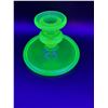 Image 2 : Vintage Vaseline Green Depression Glass Candle Holder - 3.5" x 5"