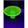 Image 3 : Vintage Vaseline Green Depression Glass Candle Holder - 3.5" x 5"
