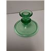 Image 4 : Vintage Vaseline Green Depression Glass Candle Holder - 3.5" x 5"