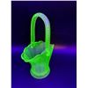 Image 2 : Vintage Uranium Glass Bridal Basket w/Twisted Handle - 8" x 5" x 3"