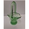 Image 5 : Vintage Uranium Glass Bridal Basket w/Twisted Handle - 8" x 5" x 3"