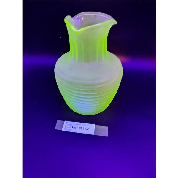 Vintage Uranium Glass Frigidaire Iced Tea Serving Pitcher - 8" x 5.5"