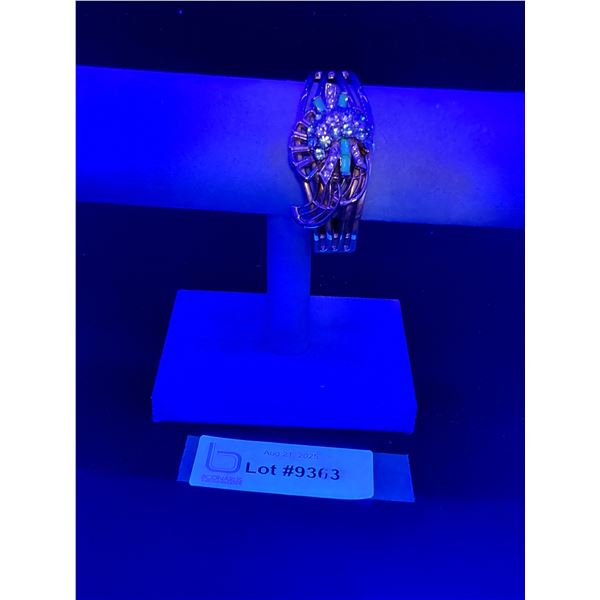 Vintage Uranium & Multi Colored Glass Jeweled Clip Bracelet Jewelry