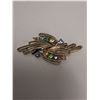 Image 4 : Vintage Spiral Patterned Uranium & Multi Colored Jeweled Brooch Jewelry - 3" x 1.5"