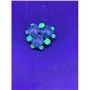 Image 2 : Vintage Clover Atomic Patterned Uranium & Colored Jeweled Brooch Jewelry - 1.5" Diameter