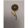 Image 4 : Vintage Flower Patterned Uranium & Colored Jeweled Brooch Jewelry - 3" x 1.5"