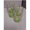Image 6 : (6) Vintage Uranium Glass Liqueur Glasses Set - 4" Tall