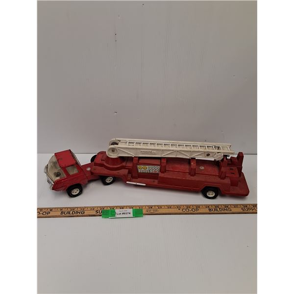 Vintage Die Cast Tonka Cab Over Semi Fire Truck w/Trailer - 23"L x 4"W