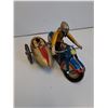 Image 2 : Vintage Wind-Up Tin Motorcycle w/Sidecar Made by Clockwork (Comes w/Box)