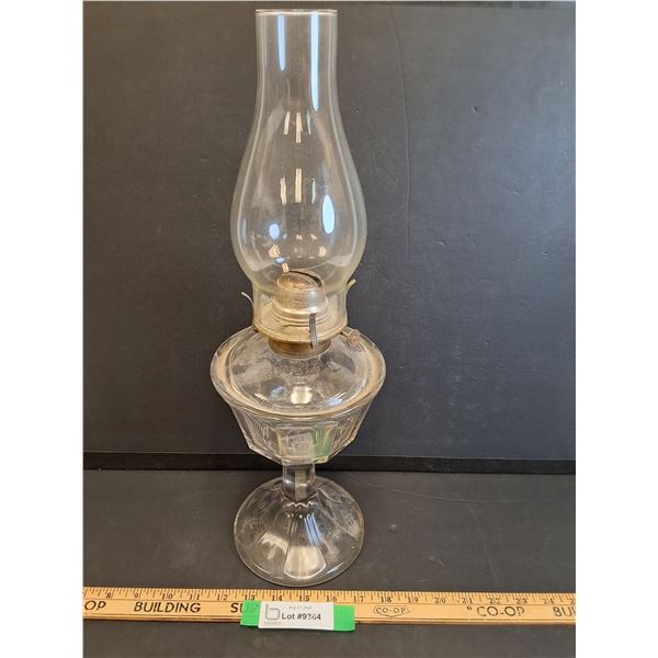 Vintage Glass Kerosene/Oil Lamp - w/Hurricane Shade - White Star Brand - 19" Tall - Missing Wick