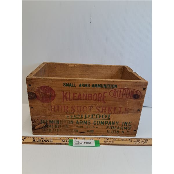 Remington Kleanbore Shur Shot Shells Wooden Ammunition Box - 13.5" x 8" x 8"
