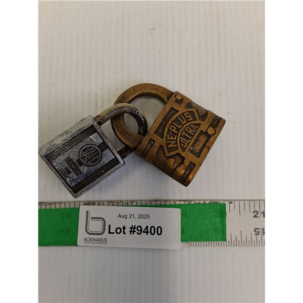 (2) Vintage Padlocks- NE Plus Uppltra & Yale U to 2.75", No Keys
