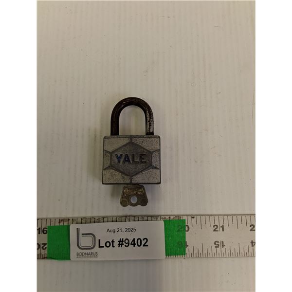 Vintage Yale Lock with Key- As Is  2.75"