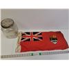 Image 1 : Canadian Red Ensign Flag 24" x 11" & Glass Jar 8" Tall