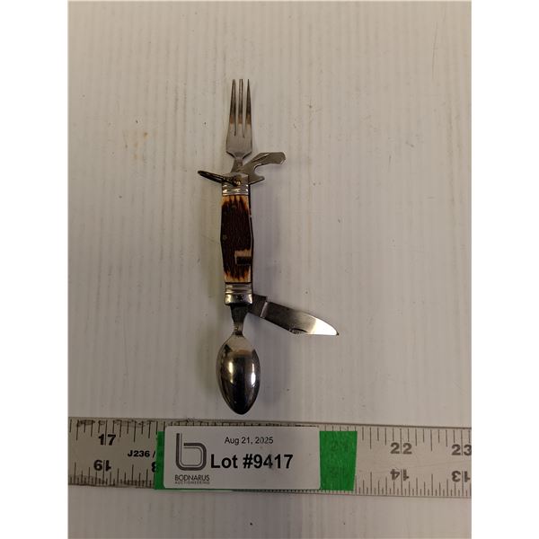 Vintage Multitool Pocket Knife Opens to 6" Long