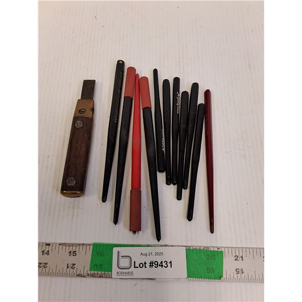 Knife & (11) Calligraphy Pen Holders