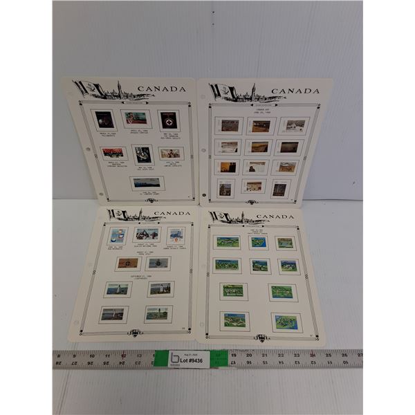 (4) Pages of 1980s Uncirculated Canadian Collector Stamps- Jacques Cartier, Misc.