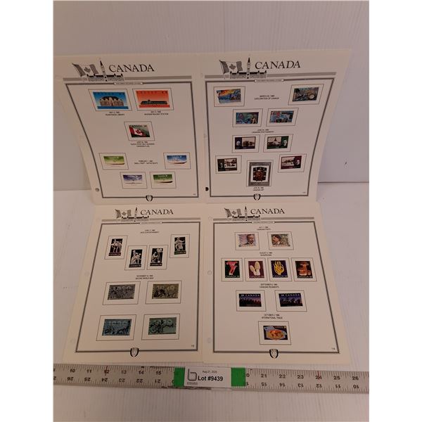 (4) Pages of 1980s Uncirculated Canadian Collector Stamps- WWII, Misc.