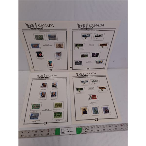 (4) Pages of 1990s Uncirculated Canadian Collector Stamps- Folklore, Misc.