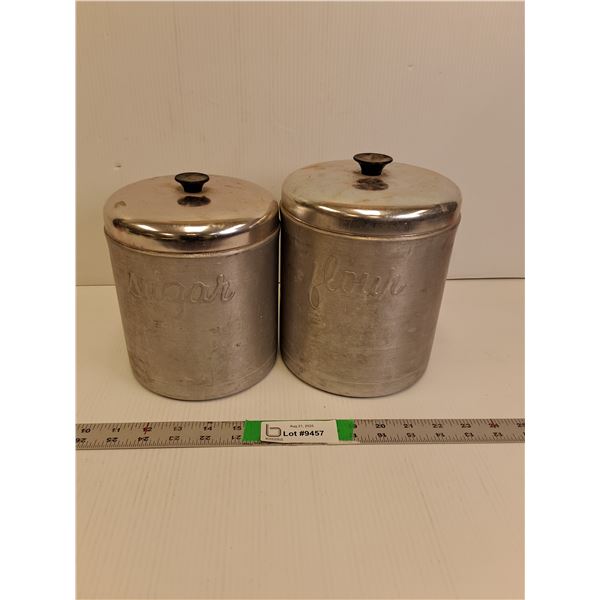 (2) Metal Kitchen Storage Canisters Up to 8" Tall