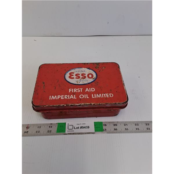 Vintage Metal Esso First Aid Storage Case 8" x 4.5" x 2.75"
