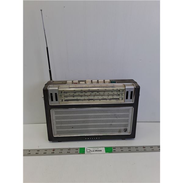 Vintage Philips Radio- As Is 12" x 3.5" x 8"