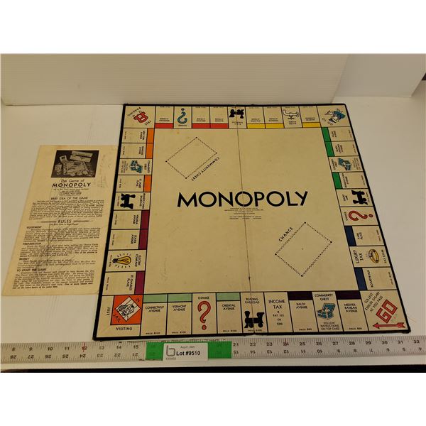 Vintage Monopoly Game Board and Instructions