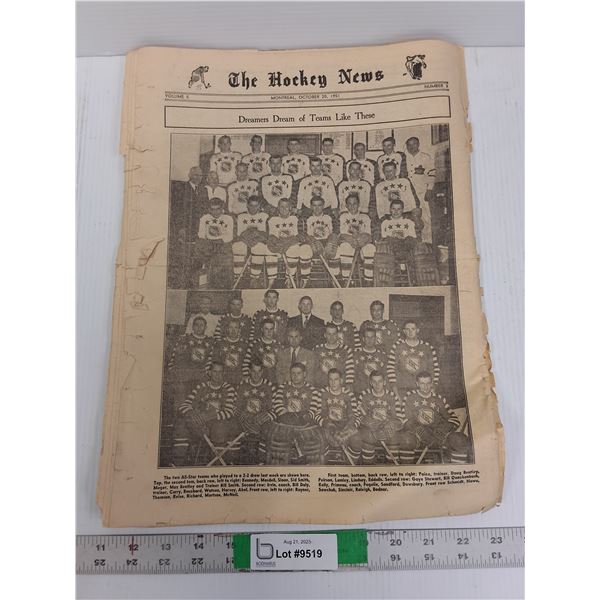 The Hockey News Newspaper- Oct. 20, 1951