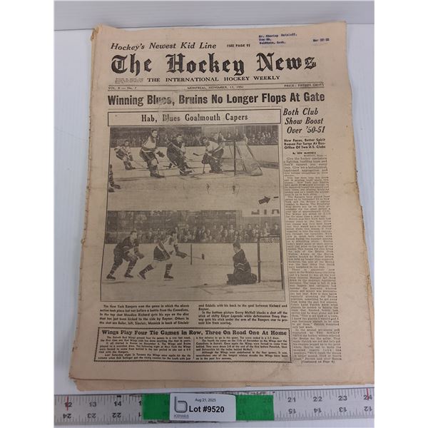 The Hockey News Newspaper- Nov. 17, 1951