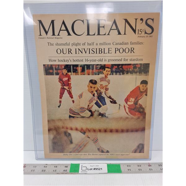 Maclean's Bobby Orr Photo- 1965 13.25" x 10"