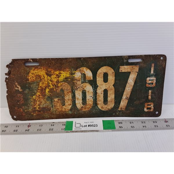 1918 Saskatchewan License Plate