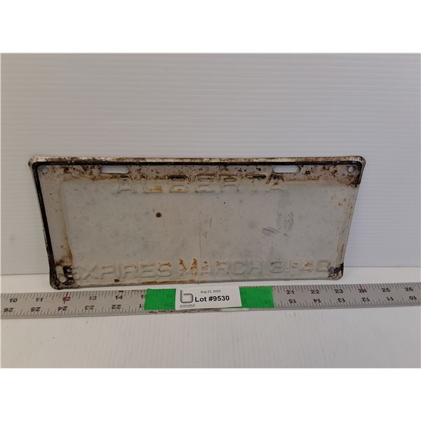 Blank 1940 Alberta License Plate